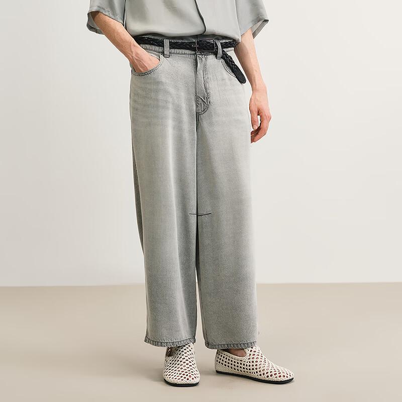 CROQUIS Men's 2025 Summer Loose Cropped Straight-Leg Denim Jeans