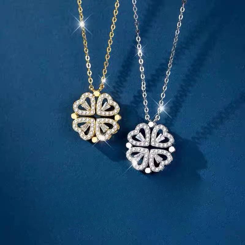 Vierblättriges Kleeblatt, Zwei-Wege-Halskette für Damen Ins Neues Licht Luxus Nischendesign, Liebe und High-End Schlüsselbeinkette