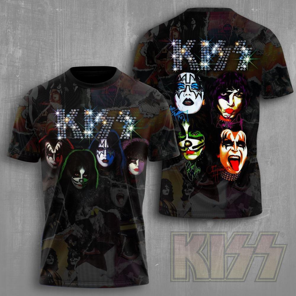 Kiss Band Cool Lässig Spaß Streetwear Hip Hop 3D Druck Herren/Damen Kurzarm T-Shirt Oversized Rundhals Tee Top Herren T-Shirt