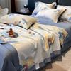 Summer Cool Tencel Quilt Set 4 Piece Includes Summer Blanket Bed Sheet Two Pillowcases Silk Lightweight Quilt For Double Twin Size