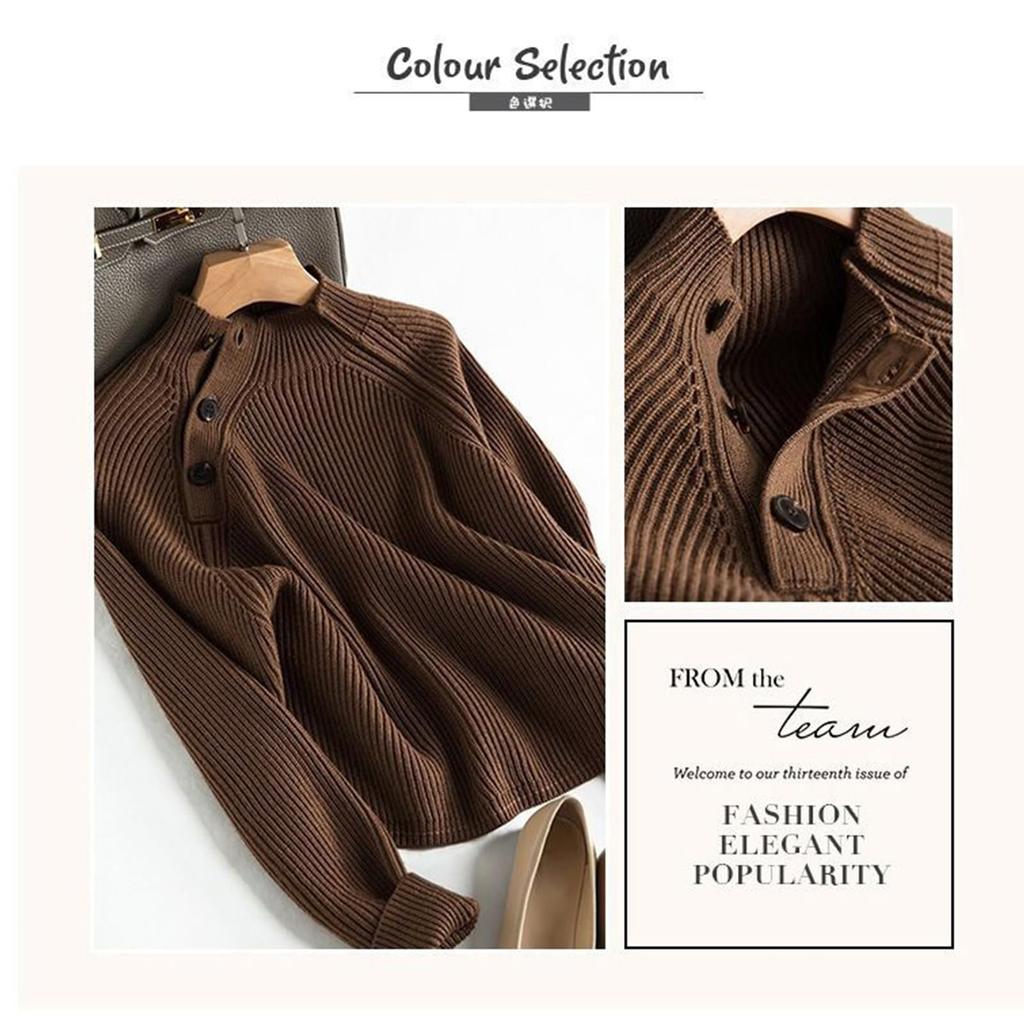 Ribbed Knit High Long Highly Cut and Beautiful and Office [MSFQSNB] Women's Sweater, Neck, Sleeve, Button-Down, Slimming, Soft, Stretch, Lightweight,