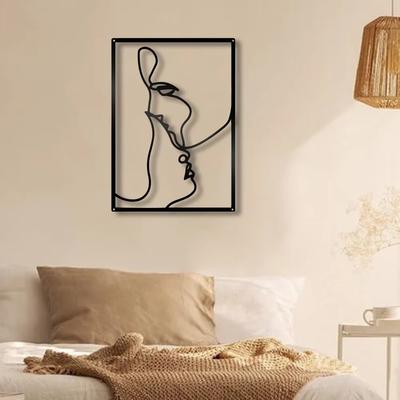 Abstract Lines Metal Wall Art Silhouette Cutout Signs Black Farmhouse Door Home Living Room Bedroom Decoration Plaque
