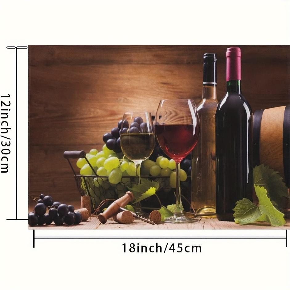 2/4pcs Elegant Brown Wine and Cheese Tasting Mat Set - 12x18 Inch Polyester Rectangular Table Mats with Grape & Wine Glass Design, Perfect for