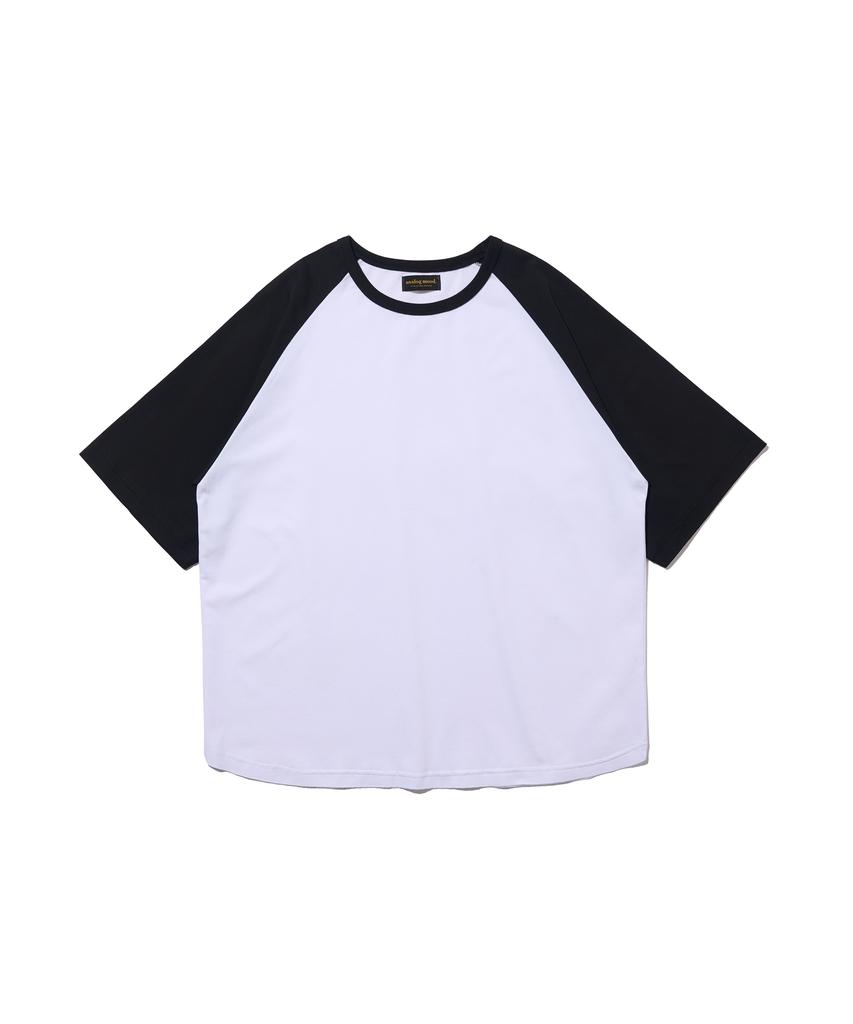 ANALOG MOOD Raglan Color Block Short Sleeve T-Shirt (White/Black)