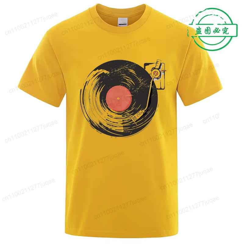 

Забавные виниловые футболки диджея в винтажном стиле для женщин и мужчин, летняя модная футболка, забавная блузка, дизайнерская футболка для мужчин, повседневная одежда с диджейской музыкой L