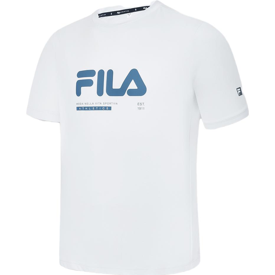 Fila Basic Minimalist Sports Fitness Cool Feeling Round Neck Short Sleeve T-Shirt Men Tops Cool-Stone-White A11M331114F-WT