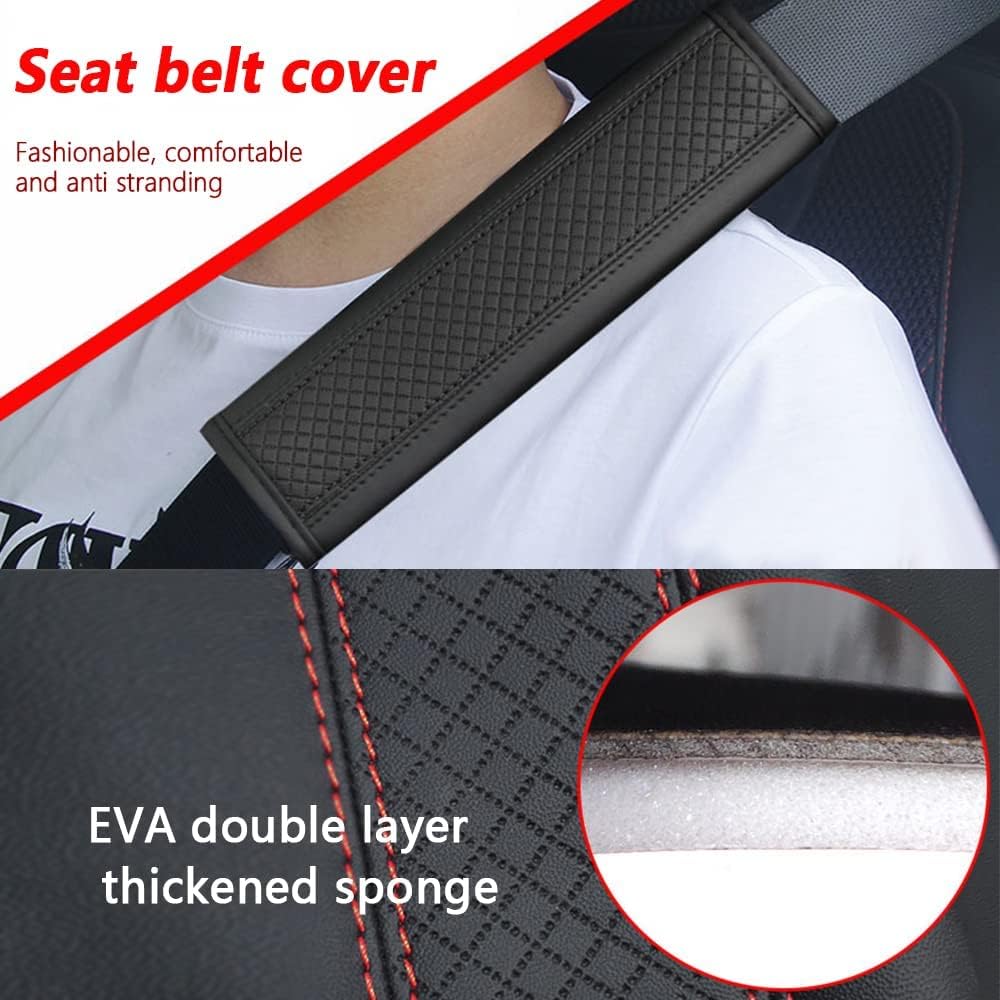 2PCS Car Seat Belt Cover Pad,Breathable Leather Seatbelt Covers For Shoulder Protection And Car Decorations,Universal Seatbelt Cushion Adding Car