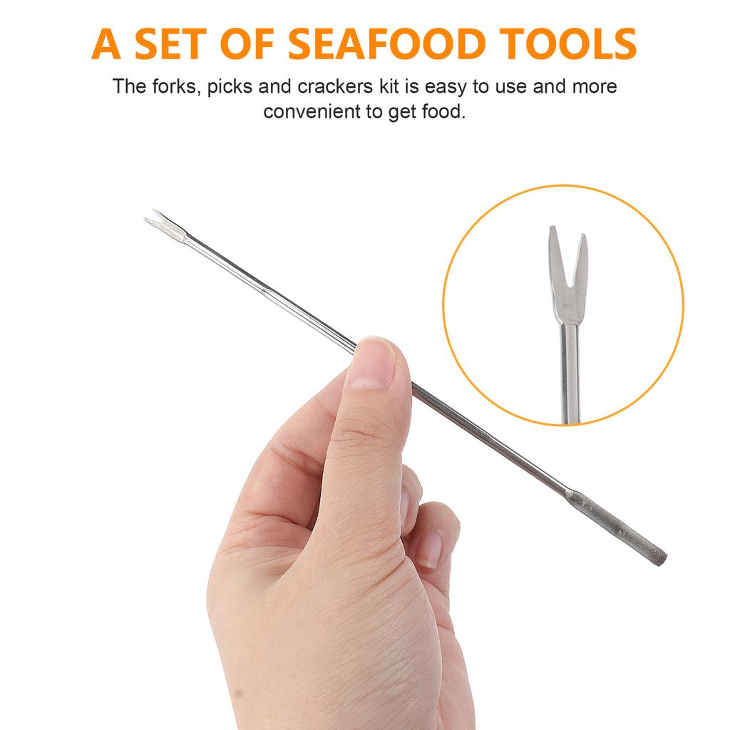 12pcs Multifunctional Seafood Pick Stainless Steel For Crab Lobster Shell Nut Cracking Tools Walnut Fork Seafood Tool Kitchen