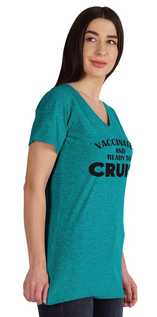 Inkmeso Vaccinated And Ready To Cruise Funny Pro-Vaccine Crew Neck T-shirt For