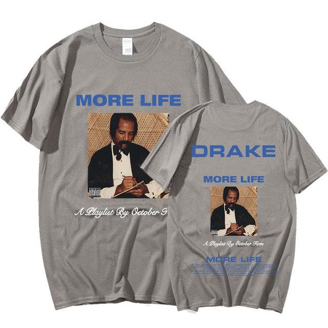 college students Cotton T-shirt Rapper Drake T-shirt Music Album More Life Graphic T-shirts Men's Women Vintage Gothi