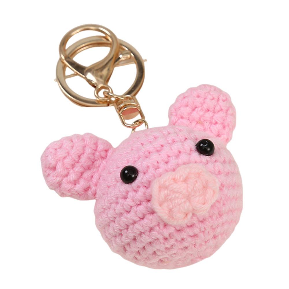 Cartoon Design Crochet Keychain Three-Dimensional Wool Crocheted Handmade Keychain Hand Woven Diy Animal Keychain Women Girls