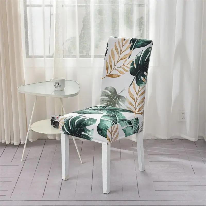 Printed Stretch Chair Cover For Dining Room Office Banquet Kitchen El Chair Protector Elastic Removable Anti-Dirty Seat Cover