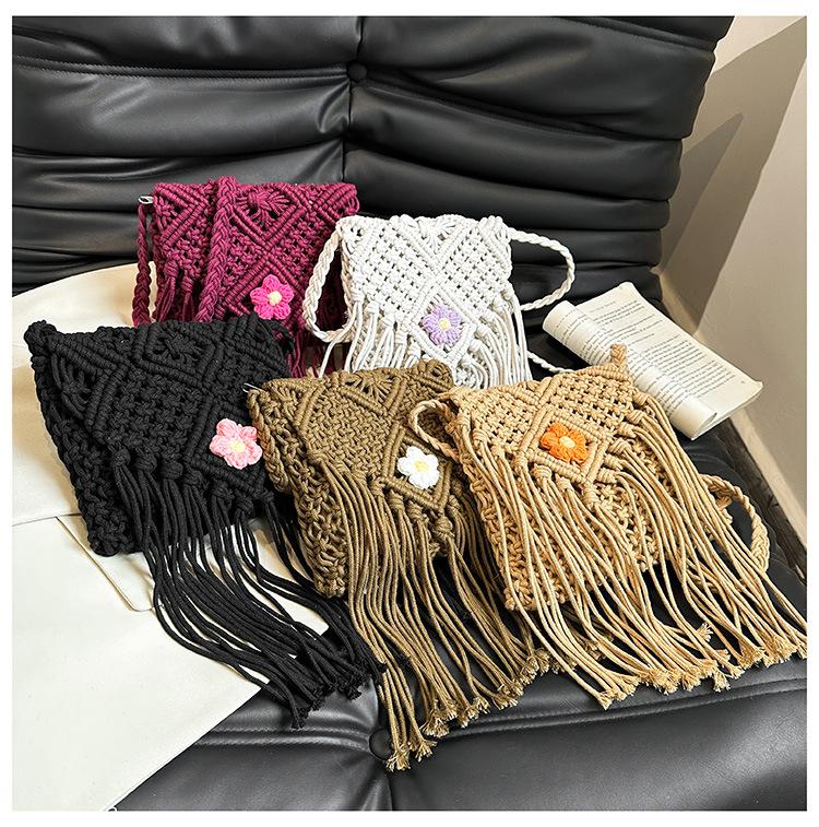 Богемная бахрома плетеная сумка женская 2024 новая интернет знаменитость сумка через — фото 3