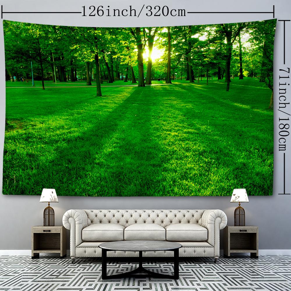 1pc Sunlit Meadow and Trees Tapestry Wall Hanging, 90g Polyester Brushed Fabric, Animal Theme, Woven Portrait Orientation, No Electricity Needed, Natu