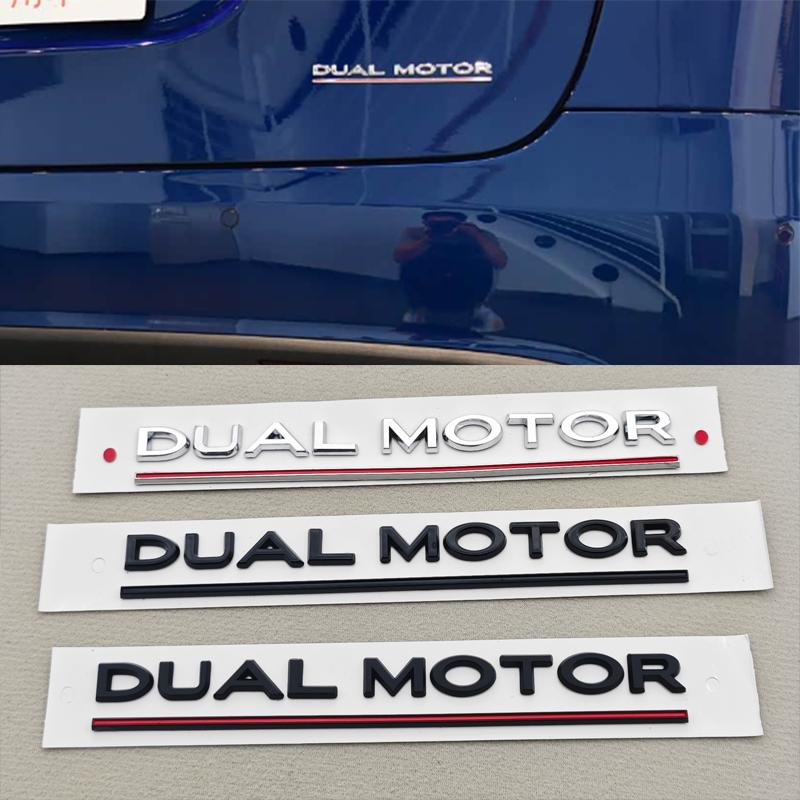 3D ABS Litery Logo Samochodu DUAL MOTOR Tylny Bagażnik Emblemat Odznaka Naklejka Naklejki Do Tesla Model 3 Model X Model S Y Akcesoria