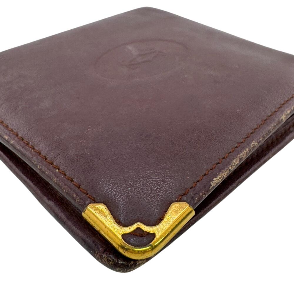 Cartier Ražené logo kožená peněženka Must Line Bifold Červená kůže Dámská Použitá