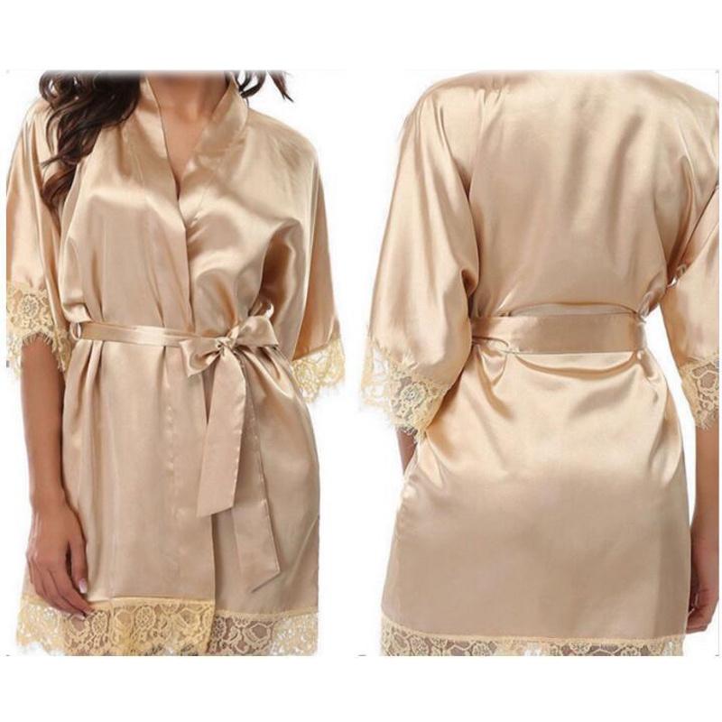 Silk Plain Womens Satin Robes Bridal Wedding Bridesmaid Bride Gown Robe Bath
