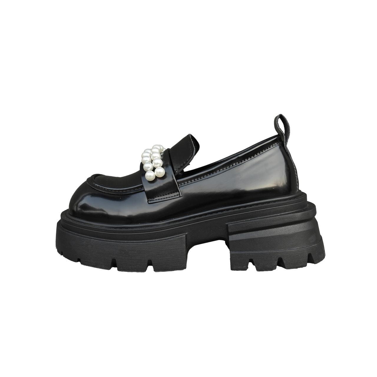 

Интернет-знаменитость с круглой головой, толстой подошвой, лакированные туфли Мэри Джейн из маленькой кожи, элегантные, универсальные, нишевые одинарные туфли, корейская версия лоферов wom 35 чёрный