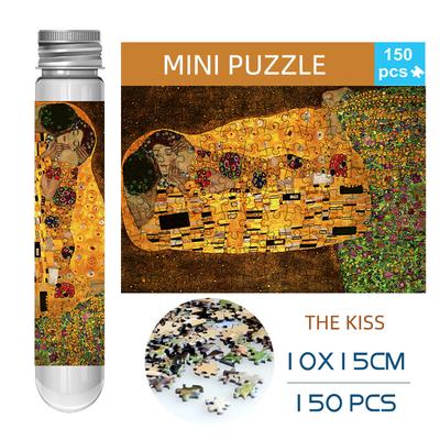 150 Szt. Mini Puzzle Probówka Pocałunek Gustav Klimt Słynny Obraz Zabawna Gra Edukacyjna Ekspozycja Ścienna Prezenty na Urodziny i Festiwal