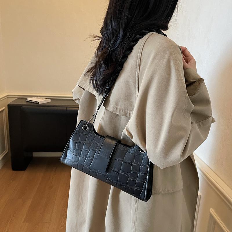 2025 Summer Popular High-end Fashion Niche Design Bag Single Shoulder Trend Crossbody Underarm Crocodile Pattern Retro Bag