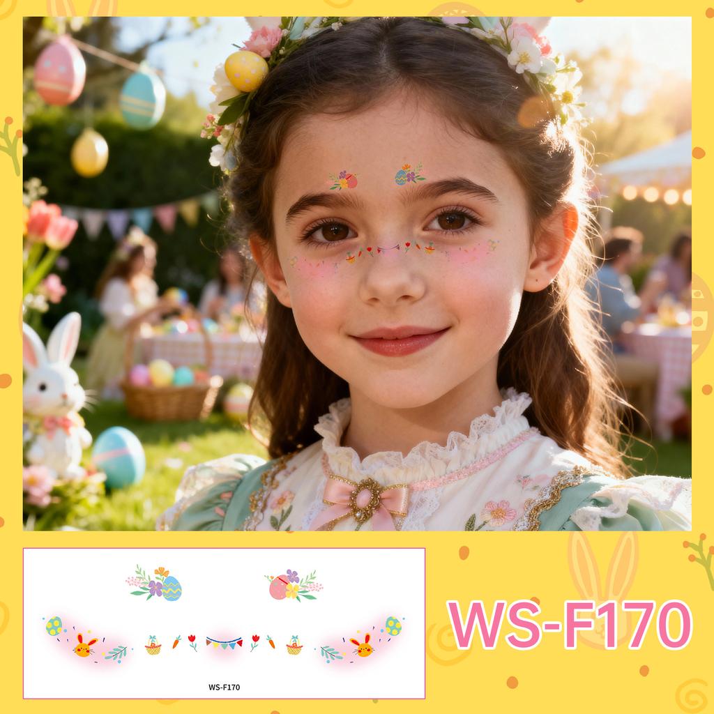 New Stock Easter Makeup Tattoo Stickers Egg Face Holiday Party Cute Bunny Children DIY