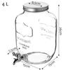 KADAX Tarro con Grifo de Cristal 4L Jarra para Limonada Bebidas Zumo Grande con Tapa de Rosca