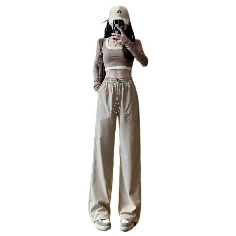 Overalls women's spring and autumn summer new high waist loose drape ruffian large size casual wide-leg sweatpants