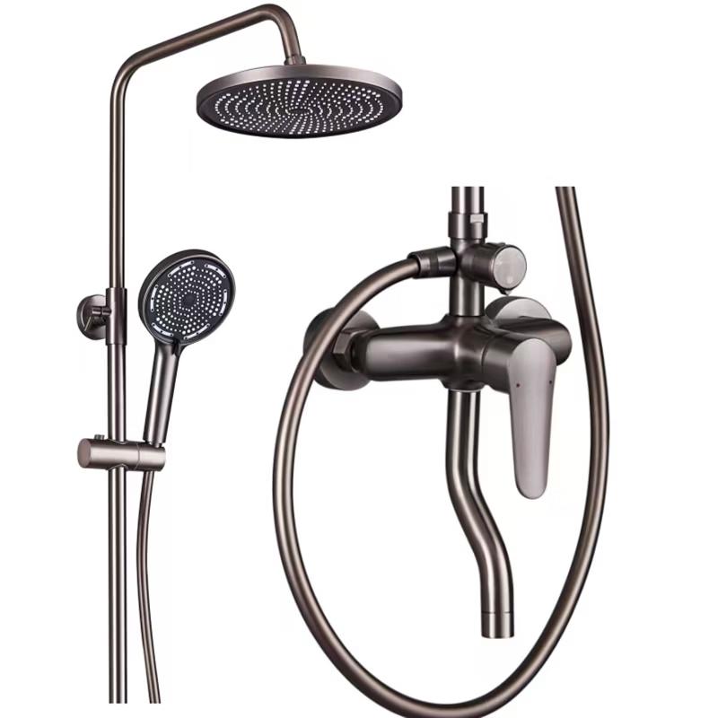 Wall-mounted Round Copper Shower Faucet Set