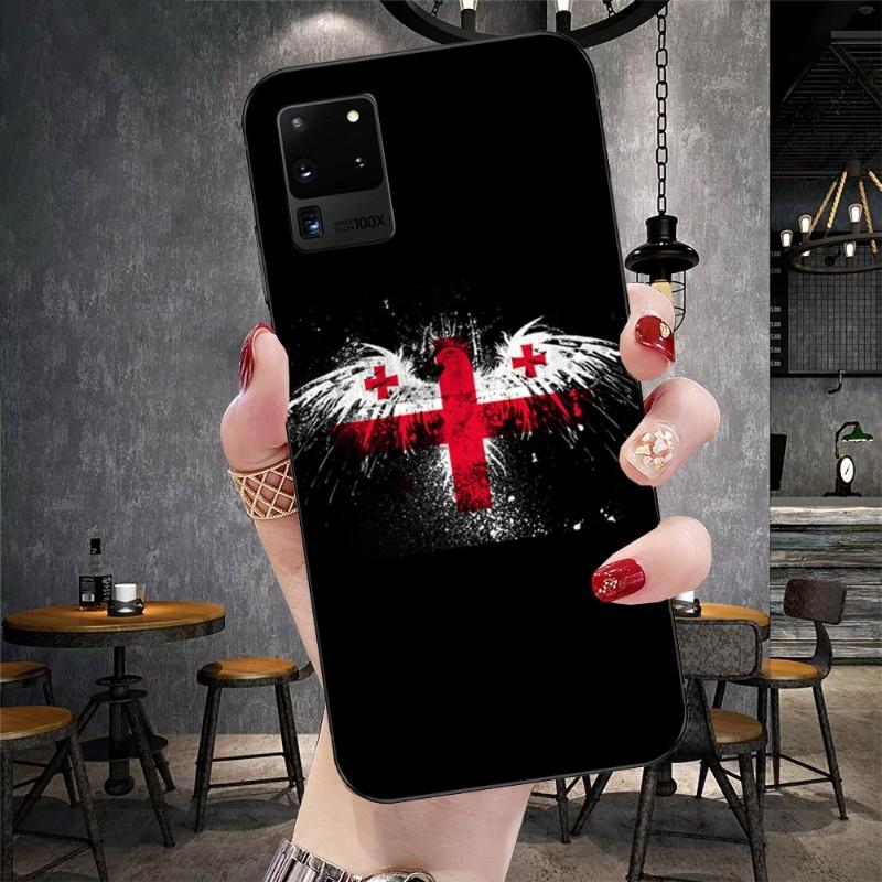 Georgia Flag Phone Case For Samsung Galaxy S6 S7 S8 S9 S10 S21 S22 Plus Ultra Soft Black Phone Cover
