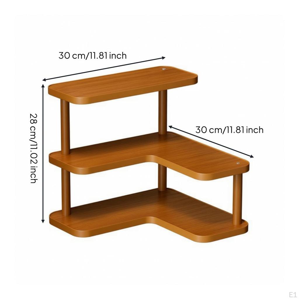 Space-Saving 3-Tier Corner Shelf | Tiered, with Wooden Shelves, for