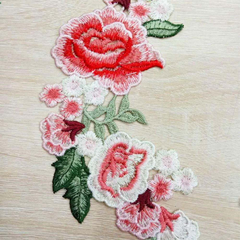 1Pair Polyester Fiber Embroidery Flower Patch DIY Handmade Clothing Accessories Embroidery Floral Applique Floral Patches Hat