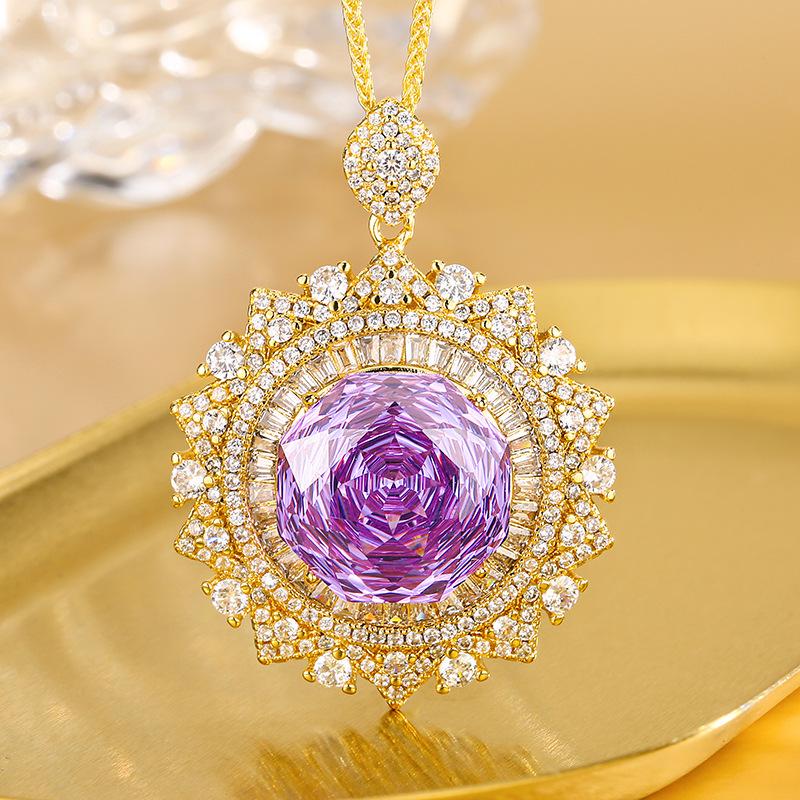 Jewelry Copper Bottom Gold Plated Rose Chepala Green Sunflower Gold Pendant Main Stone 18Mm