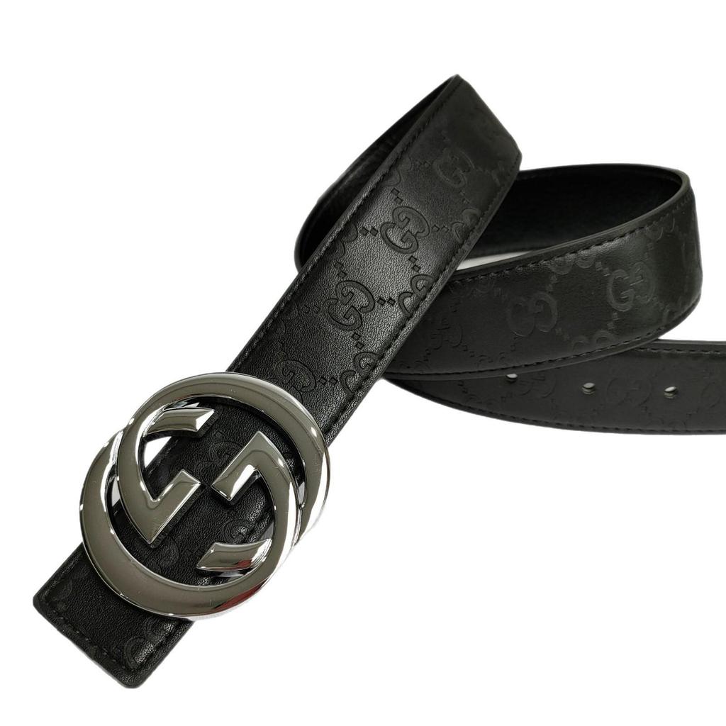 Pánský univerzální kožený pásek s přezkou Double G - Trendy ležérní & Business pásek