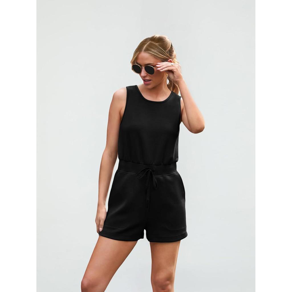 One-piece Shorts Summer Womens Casual Short Sleeve Shorts Sport Solid Jumpsuit With Pockets
