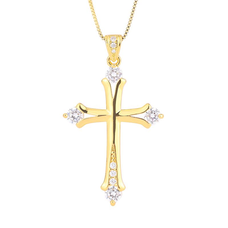 European and American Fashion Zircon Jewelry Cross Pendant Simple Diamond Love Necklace Women's Necklace