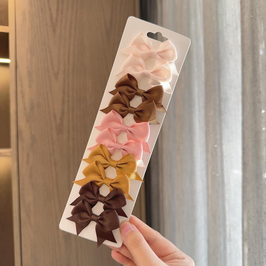 10Pcs/Set New Solid Color Kids Bows Hair Clips for Baby Girls Handmade Ribbon Bowknot Hairpin Barrettes Hair Accessories