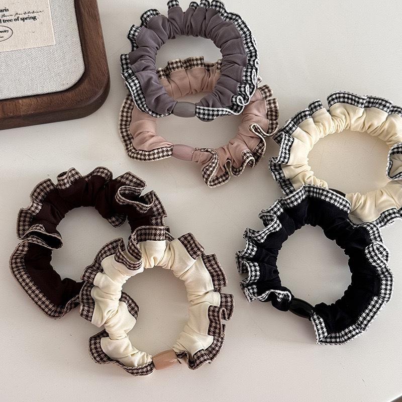 7Pcs 2026 New Korean Version Coffee Colored Lace Headband Women Sweet Maruko Head Rope Love Girl Versatile Hair Accessories
