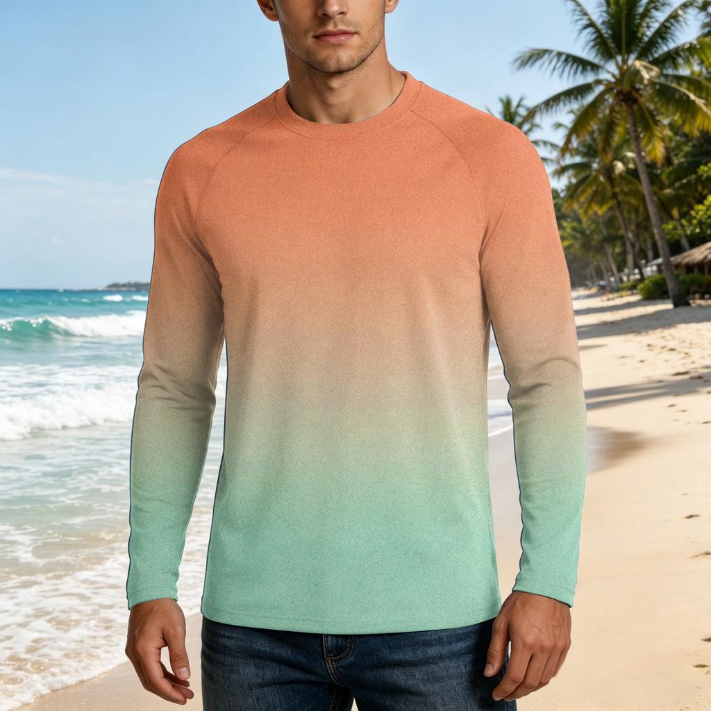 Herren UPF50+ Sonnenschutzshirt Langarm Leichtes Stretchgewebe Outdoor UV-beständiges Oberteil für Sport und tägliches Tragen