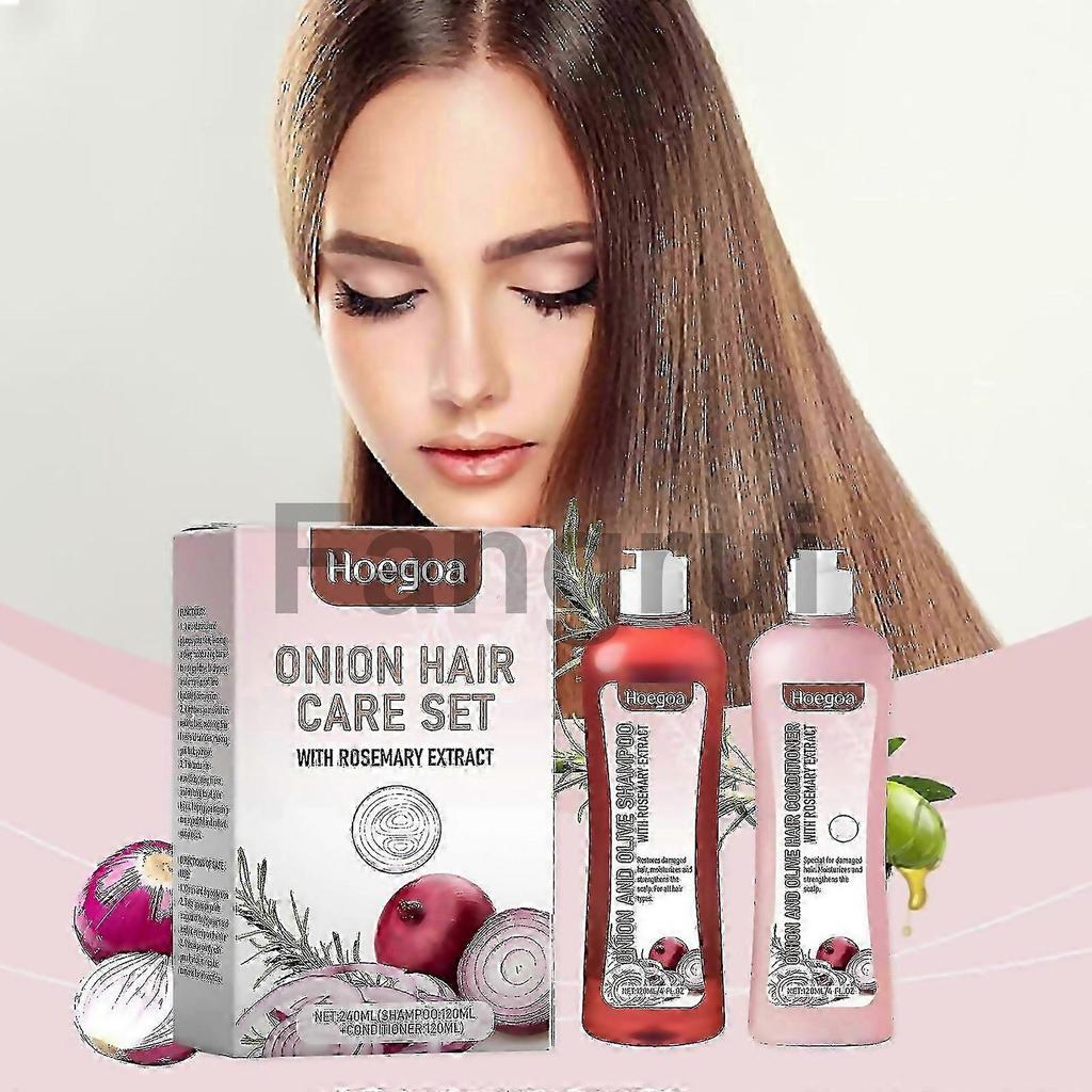 For Hoegoa Onion Rosemary Shampoo Set Nourishing Repairing Drying Fury Smooth Shining Hair Care Set