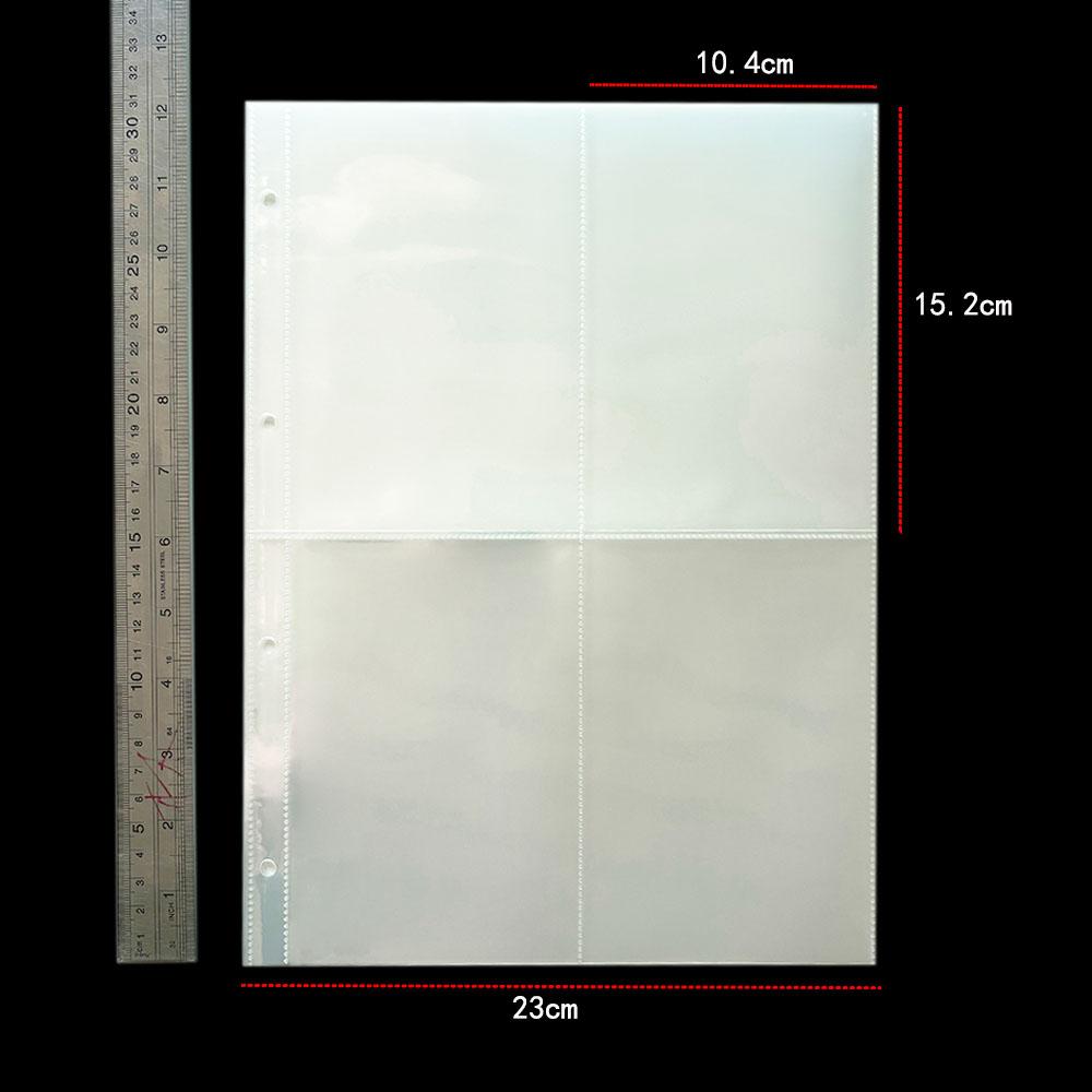 

A4 Clear 10 Pcs Photo Album Refill Pages File Protector 4/11 Holes 6×4 8×10 4/11 Ring Binder Photocards Postcard Card Notebook