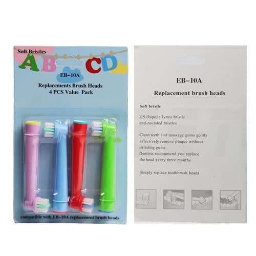 Gameplus | Compatible Electric Toothbrush Replacement Brushes for Children, Braun Oral-B EB10, Soft [2 Sets of 4 Brushes Per Pack, Total 8 Brushes]