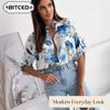 Women's Fashion Casual Short Sleeve POLO Neck Blouses & Shirts