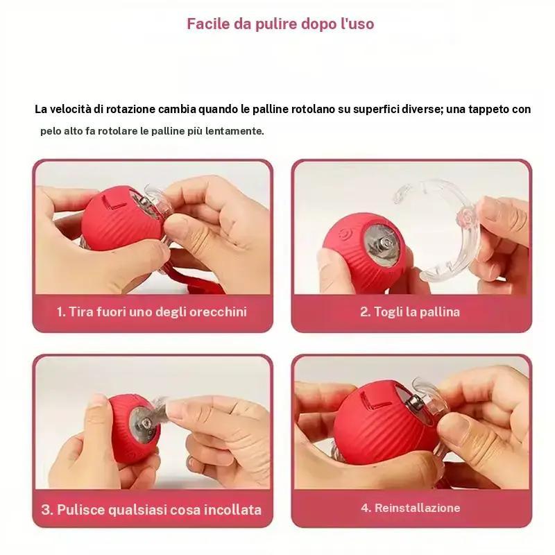 Smart Electric Cat Rolling Ball Toy with Colorful Plush Tail, Automatic Obstacle Avoidance Interactive Pet Toy for Cats and Dogs