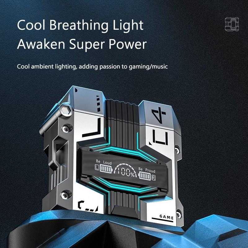 NOVÁ herní sluchátka True Wireless Stereo hudební sluchátka s nízkou latencí, potlačením hluku, dotykovým ovládáním, sportovní sluchátka s nabíjecím pouzdrem 2000mAh