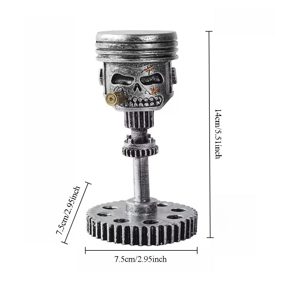 Механический панк резной поршень череп лицо статуя креативы европейский металлический стиль пиратская скульптура полимерная фигурка настольный декор