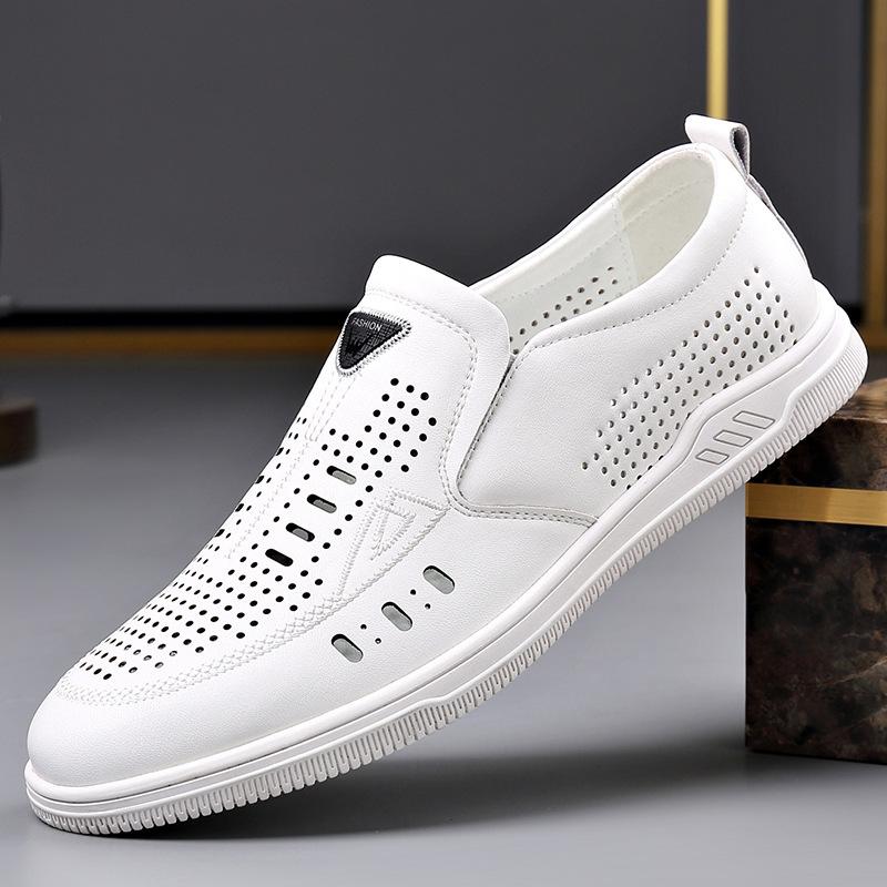 Fashion High Quality White Cow Leather Shoes for Men Fashion Casual Summer New Designer Shoes Male Summer Autumn Light Loafers Man