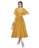 Collecala Summer Short Sleeve Pleated Summer Yellow Formal Size L Women's Dress, Dress, V-Neck Cache-Coeur Outfit, Mustard, Wear,