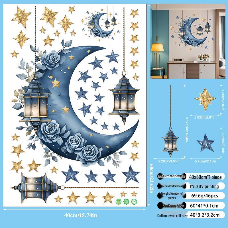 3D Star & Moon Wall Stickers - Self-Adhesive Festival Decorations for Living Room & Bedroom