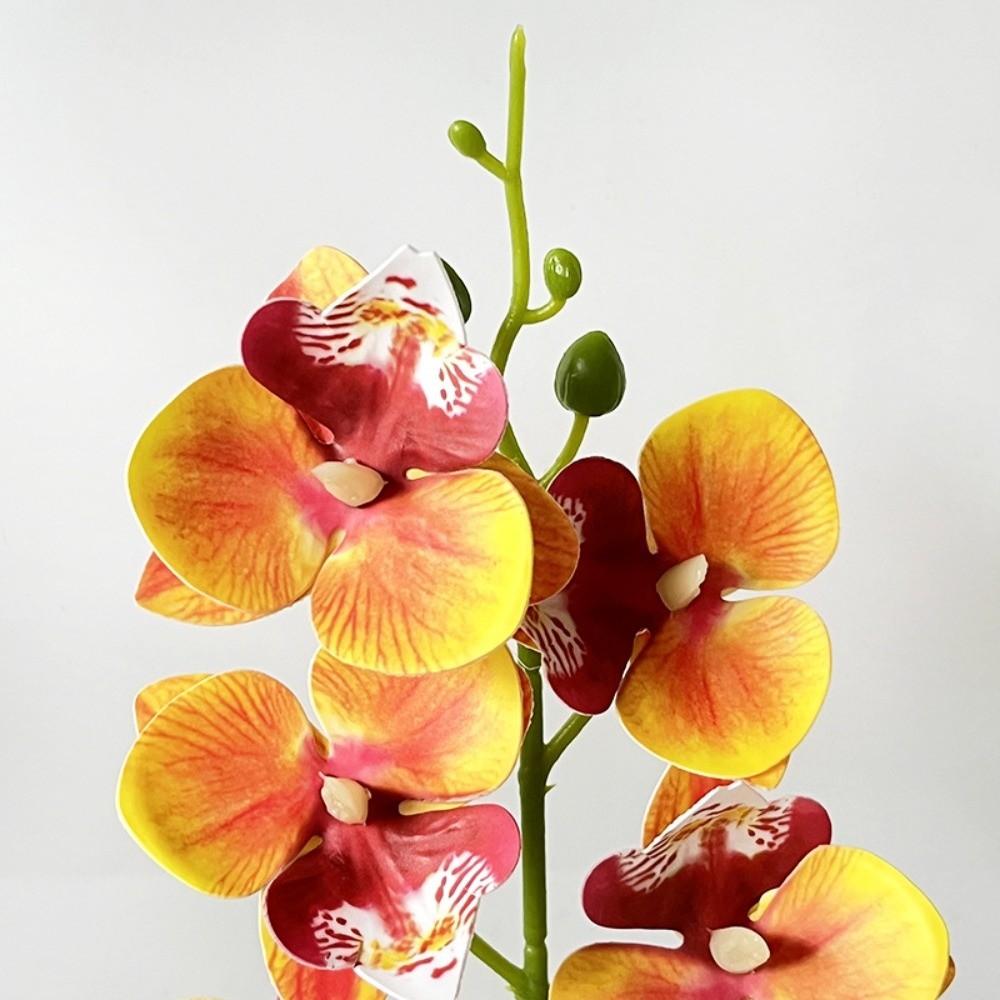 Pink Simulated Flower Butterfly Orchid Potted 5 Heads Artificial Faux Plants Home Decor