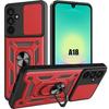 Case for Samsung Galaxy A18 5G/4G, Shockproof with Ring and Sliding Camera Protection Red